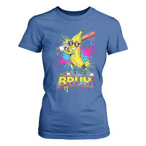 Funny Bruh Banana Baseball Drip Ice Cream Sports Splatter T Shirt For Women TS11 Royal Blue Print Your Wear