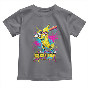 Funny Bruh Banana Baseball Drip Ice Cream Sports Splatter Toddler T Shirt TS11 Charcoal Print Your Wear