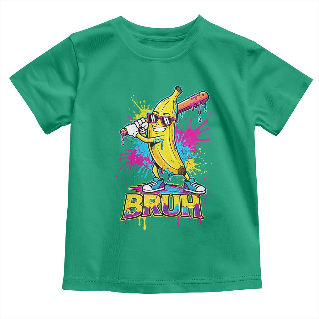Funny Bruh Banana Baseball Drip Ice Cream Sports Splatter Toddler T Shirt TS11 Irish Green Print Your Wear