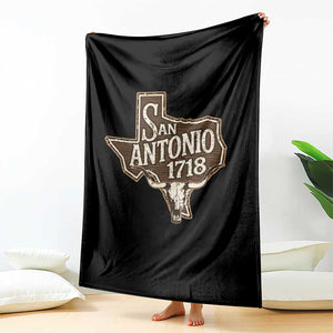 Vintage San Antonio Texas Est 1718 Longhorn Cow Skull Throw Blanket TS11 Print Your Wear