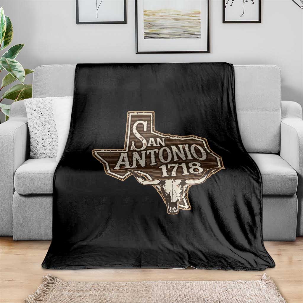 Vintage San Antonio Texas Est 1718 Longhorn Cow Skull Throw Blanket TS11 Print Your Wear