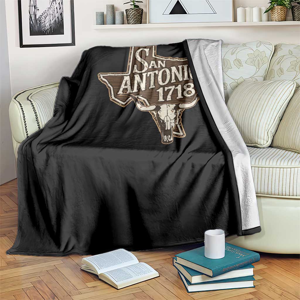Vintage San Antonio Texas Est 1718 Longhorn Cow Skull Throw Blanket TS11 Print Your Wear