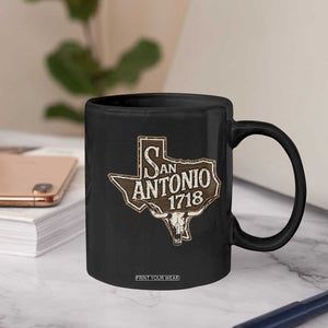 Vintage San Antonio Texas Est 1718 Longhorn Cow Skull Coffee Mug TS11 Print Your Wear