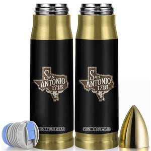 Vintage San Antonio Texas Est 1718 Longhorn Cow Skull Bullet Tumbler TS11 Black Print Your Wear