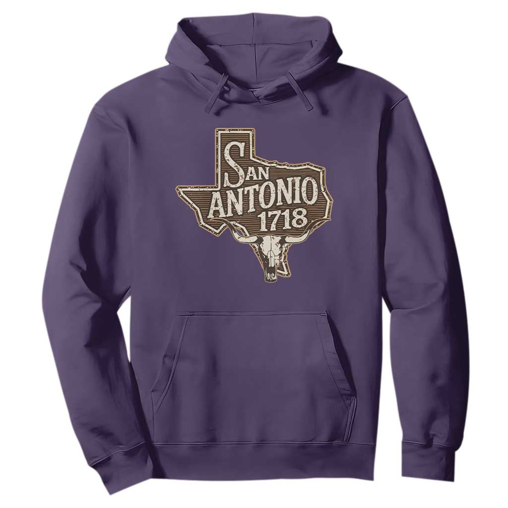 Vintage San Antonio Texas Est 1718 Longhorn Cow Skull Hoodie TS11 Purple Print Your Wear