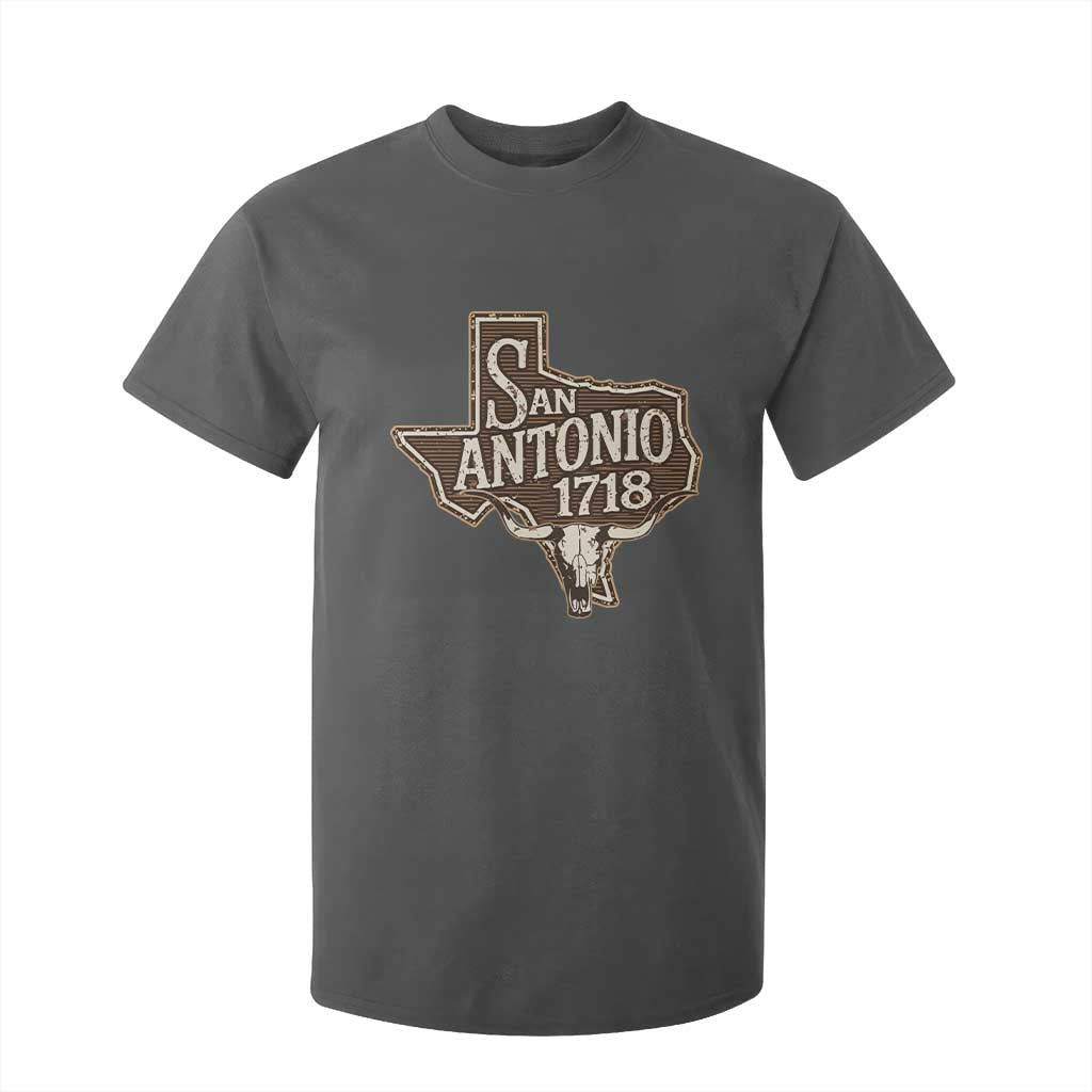 Vintage San Antonio Texas Est 1718 Longhorn Cow Skull T Shirt For Kid TS11 Dark Heather Print Your Wear