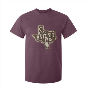 Vintage San Antonio Texas Est 1718 Longhorn Cow Skull T Shirt For Kid TS11 Maroon Print Your Wear