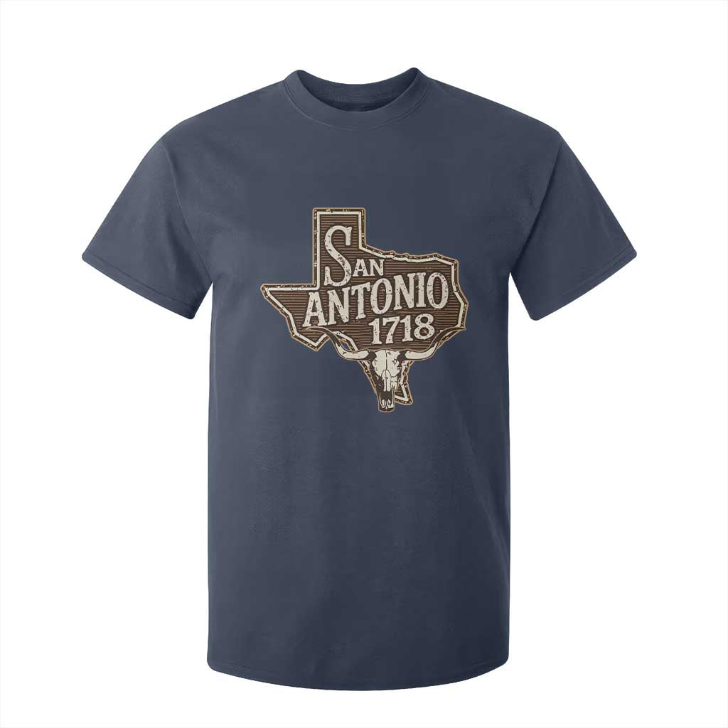 Vintage San Antonio Texas Est 1718 Longhorn Cow Skull T Shirt For Kid TS11 Navy Print Your Wear