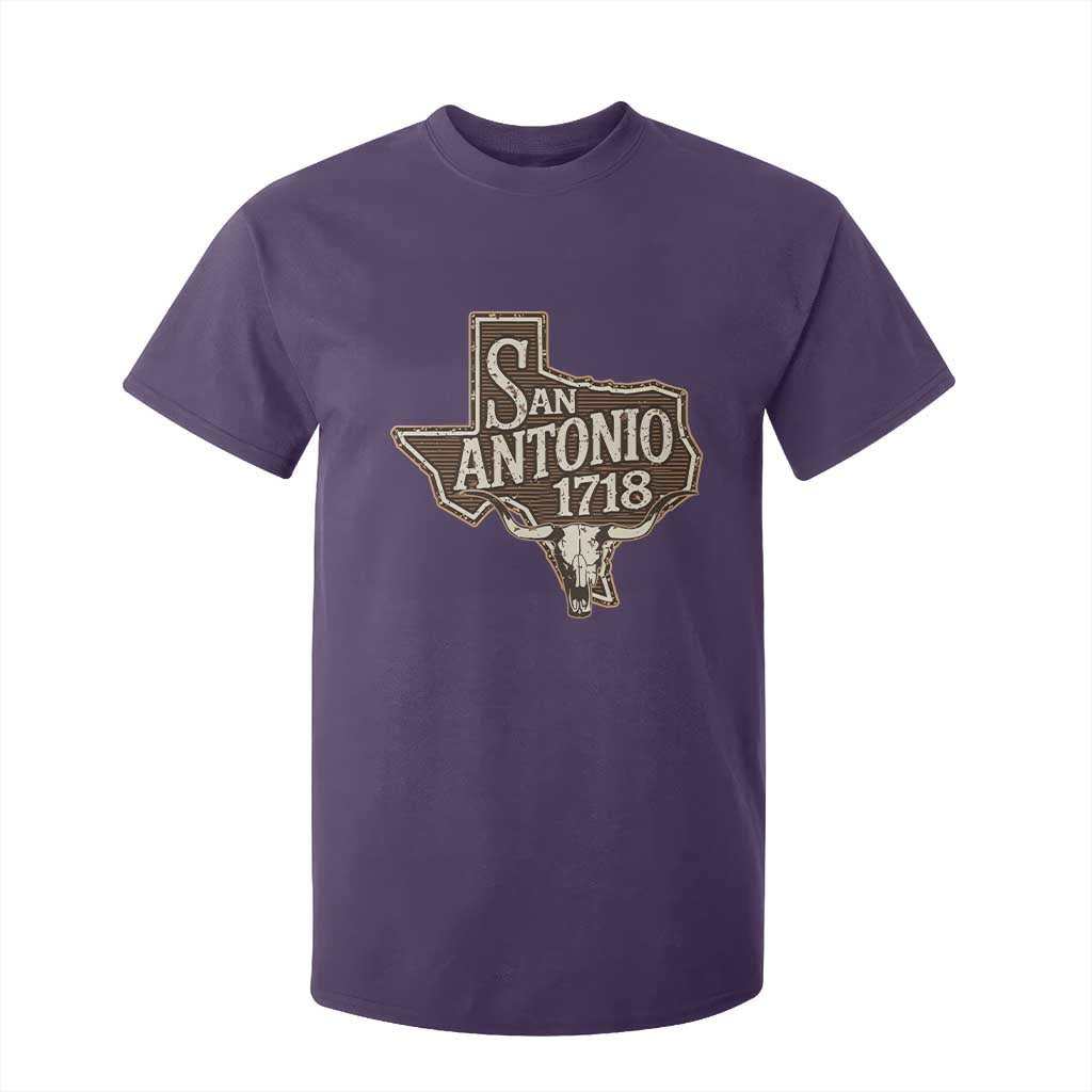 Vintage San Antonio Texas Est 1718 Longhorn Cow Skull T Shirt For Kid TS11 Purple Print Your Wear