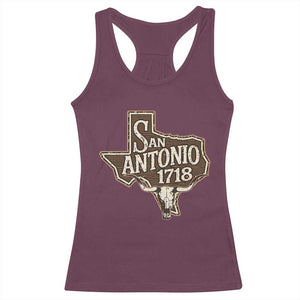 Vintage San Antonio Texas Est 1718 Longhorn Cow Skull Racerback Tank Top TS11 Maroon Print Your Wear
