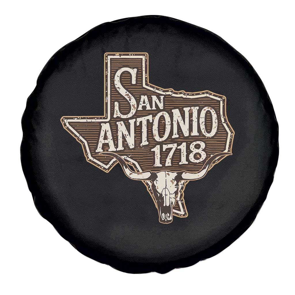 Vintage San Antonio Texas Est 1718 Longhorn Cow Skull Spare Tire Cover TS11 Print Your Wear