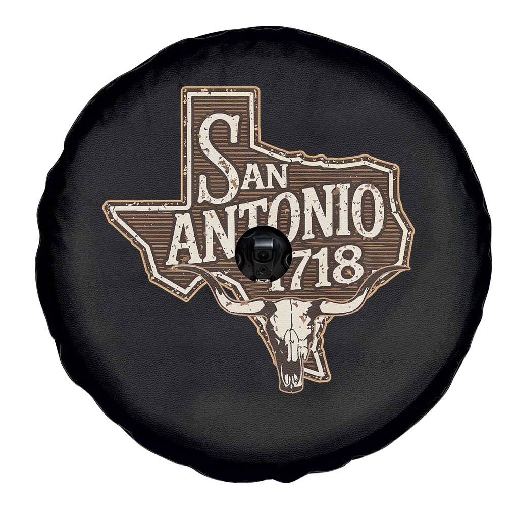Vintage San Antonio Texas Est 1718 Longhorn Cow Skull Spare Tire Cover TS11 Print Your Wear