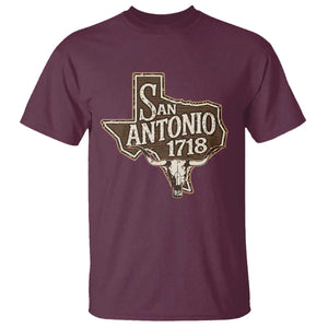 Vintage San Antonio Texas Est 1718 Longhorn Cow Skull T Shirt TS11 Maroon Print Your Wear