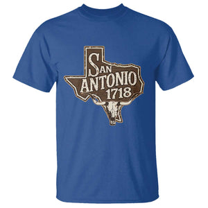 Vintage San Antonio Texas Est 1718 Longhorn Cow Skull T Shirt TS11 Royal Blue Print Your Wear