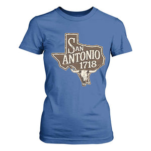 Vintage San Antonio Texas Est 1718 Longhorn Cow Skull T Shirt For Women TS11 Royal Blue Print Your Wear