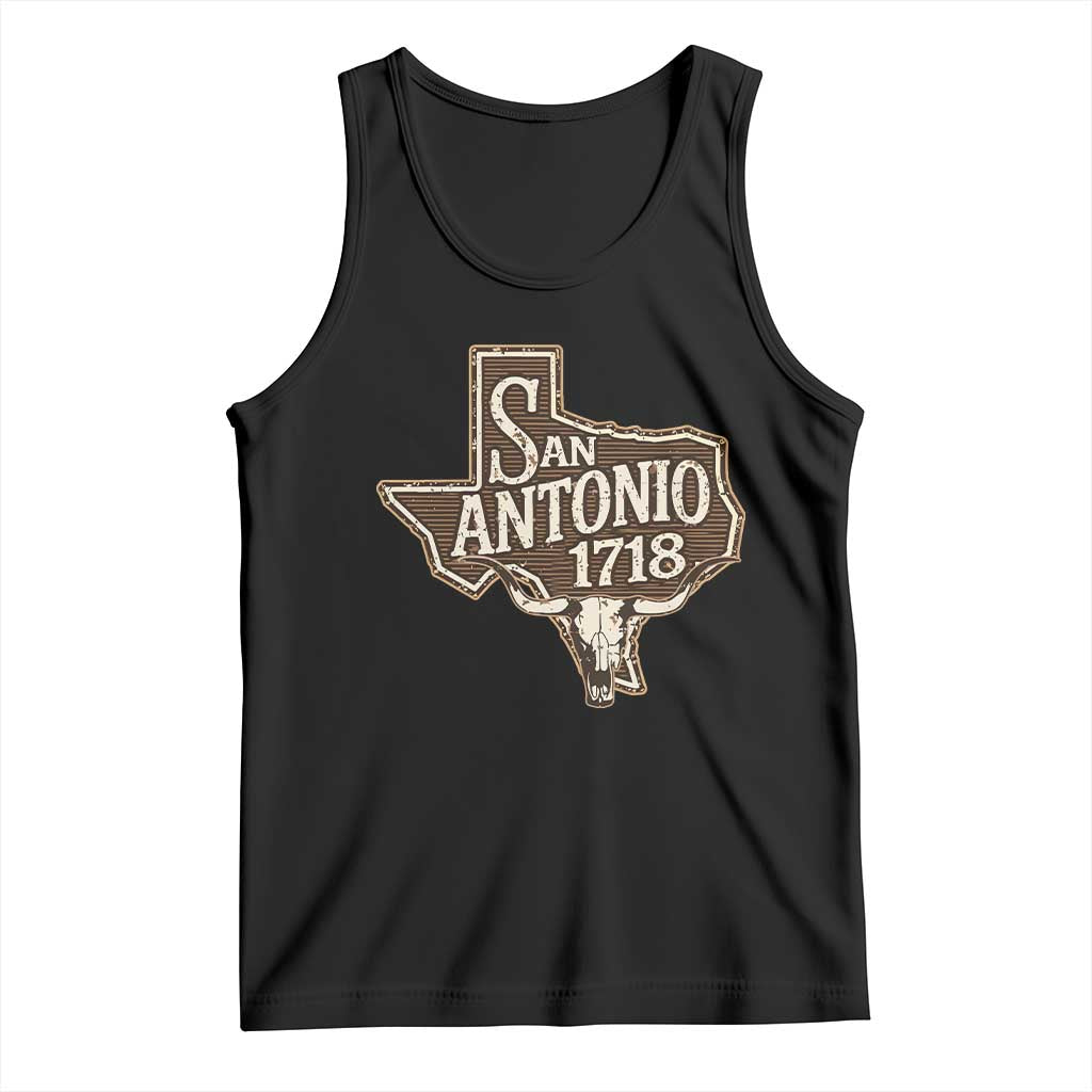 Vintage San Antonio Texas Est 1718 Longhorn Cow Skull Tank Top TS11 Black Print Your Wear