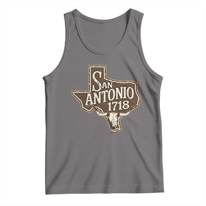 Vintage San Antonio Texas Est 1718 Longhorn Cow Skull Tank Top TS11 Deep Heather Print Your Wear