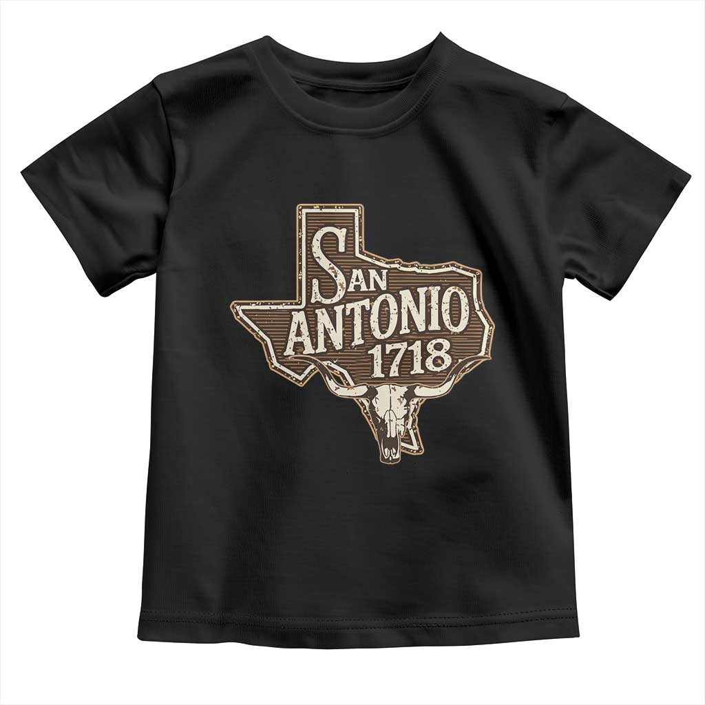 Vintage San Antonio Texas Est 1718 Longhorn Cow Skull Toddler T Shirt TS11 Black Print Your Wear