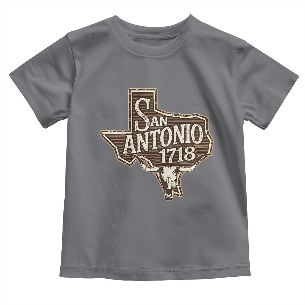 Vintage San Antonio Texas Est 1718 Longhorn Cow Skull Toddler T Shirt TS11 Charcoal Print Your Wear