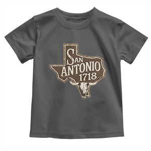 Vintage San Antonio Texas Est 1718 Longhorn Cow Skull Toddler T Shirt TS11 Dark Heather Print Your Wear