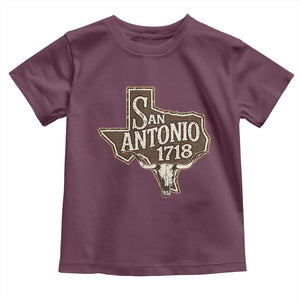 Vintage San Antonio Texas Est 1718 Longhorn Cow Skull Toddler T Shirt TS11 Maroon Print Your Wear