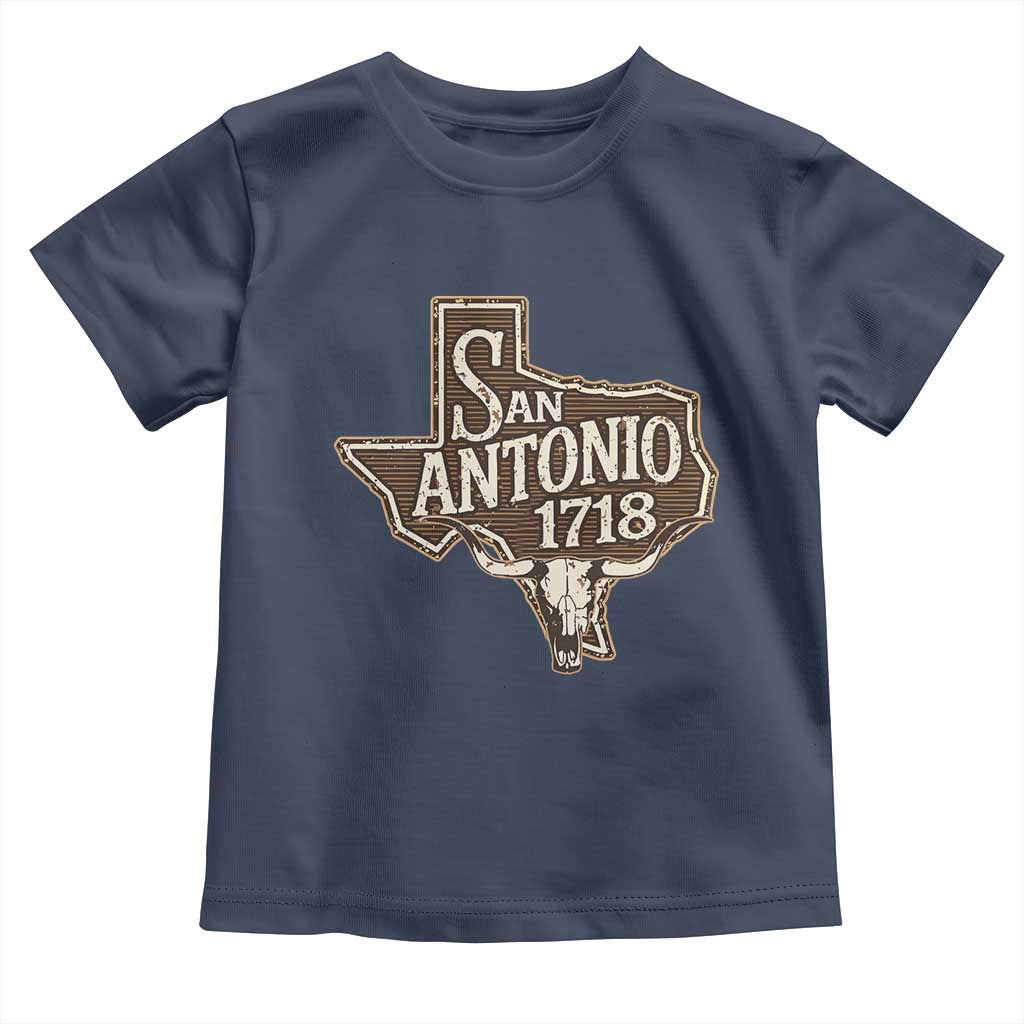Vintage San Antonio Texas Est 1718 Longhorn Cow Skull Toddler T Shirt TS11 Navy Print Your Wear