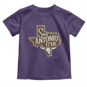Vintage San Antonio Texas Est 1718 Longhorn Cow Skull Toddler T Shirt TS11 Purple Print Your Wear