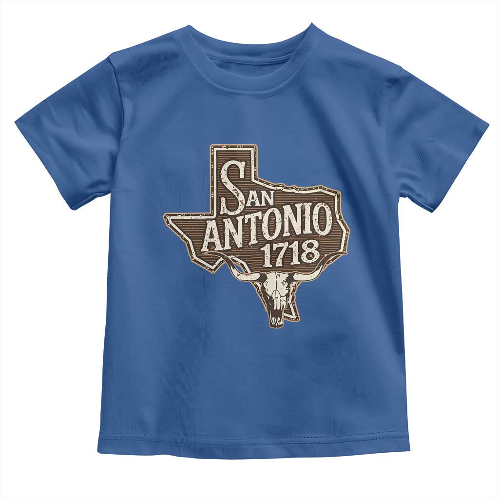 Vintage San Antonio Texas Est 1718 Longhorn Cow Skull Toddler T Shirt TS11 Royal Blue Print Your Wear