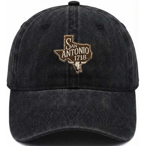 Vintage San Antonio Texas Est 1718 Longhorn Cow Skull Washed Cotton Baseball Cap TS11 Print Your Wear