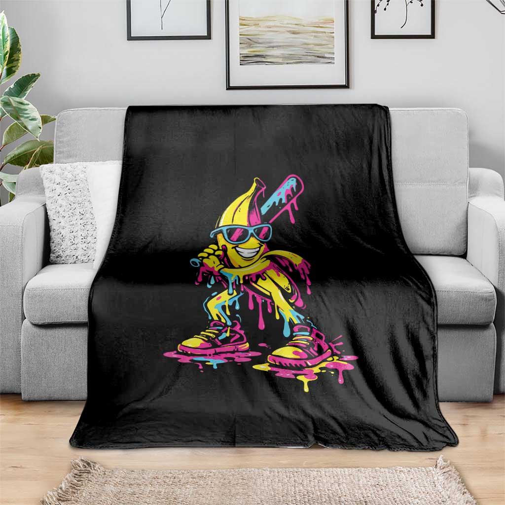 Funny Banana Baseball Drip Ice Cream Splatter Throw Blanket TS11 Print Your Wear