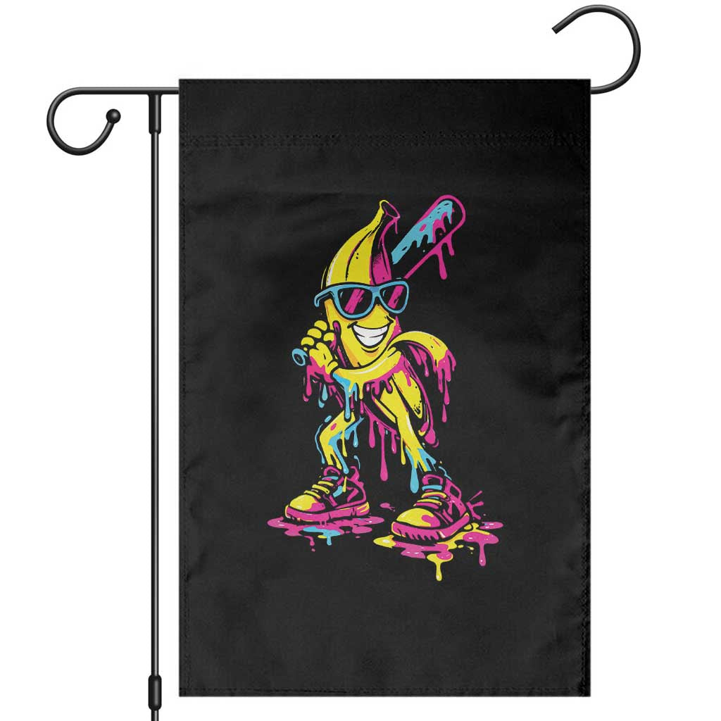 Funny Banana Baseball Drip Ice Cream Splatter Garden Flag TS11 Black Print Your Wear