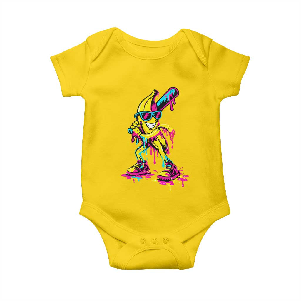 Funny Banana Baseball Drip Ice Cream Splatter Baby Onesie TS11 Daisy Print Your Wear
