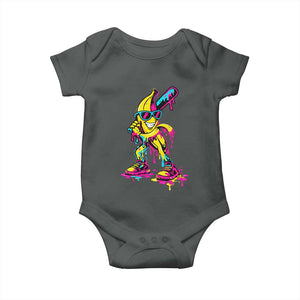 Funny Banana Baseball Drip Ice Cream Splatter Baby Onesie TS11 Dark Heather Print Your Wear