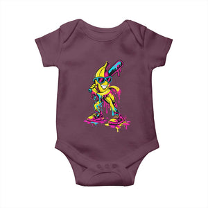 Funny Banana Baseball Drip Ice Cream Splatter Baby Onesie TS11 Maroon Print Your Wear