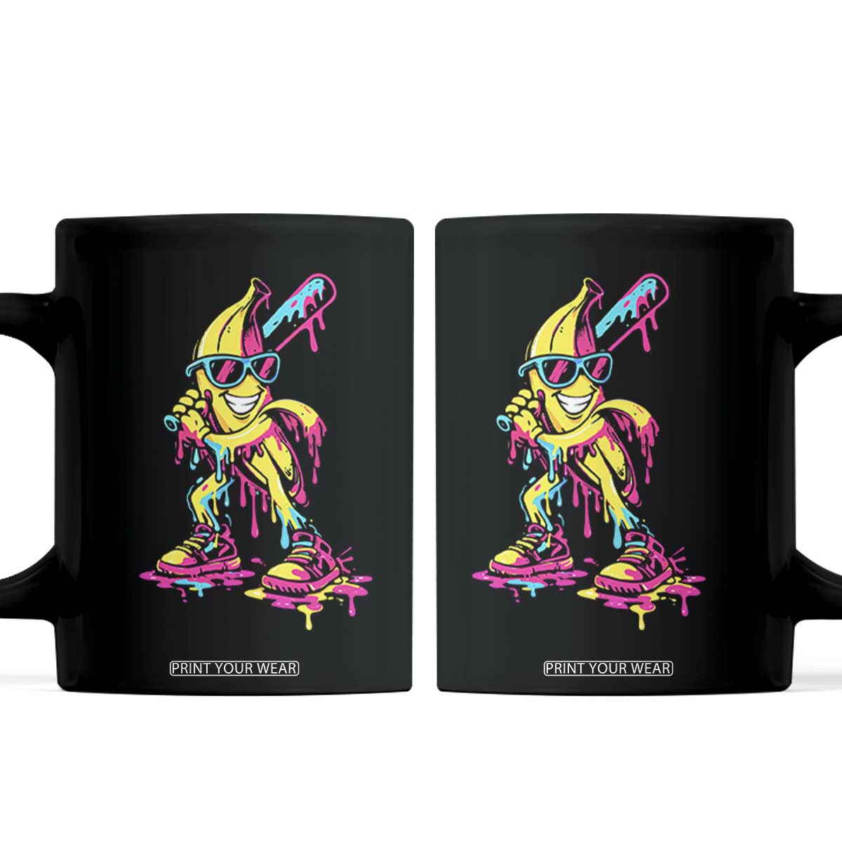 Funny Banana Baseball Drip Ice Cream Splatter Coffee Mug TS11 Black Print Your Wear