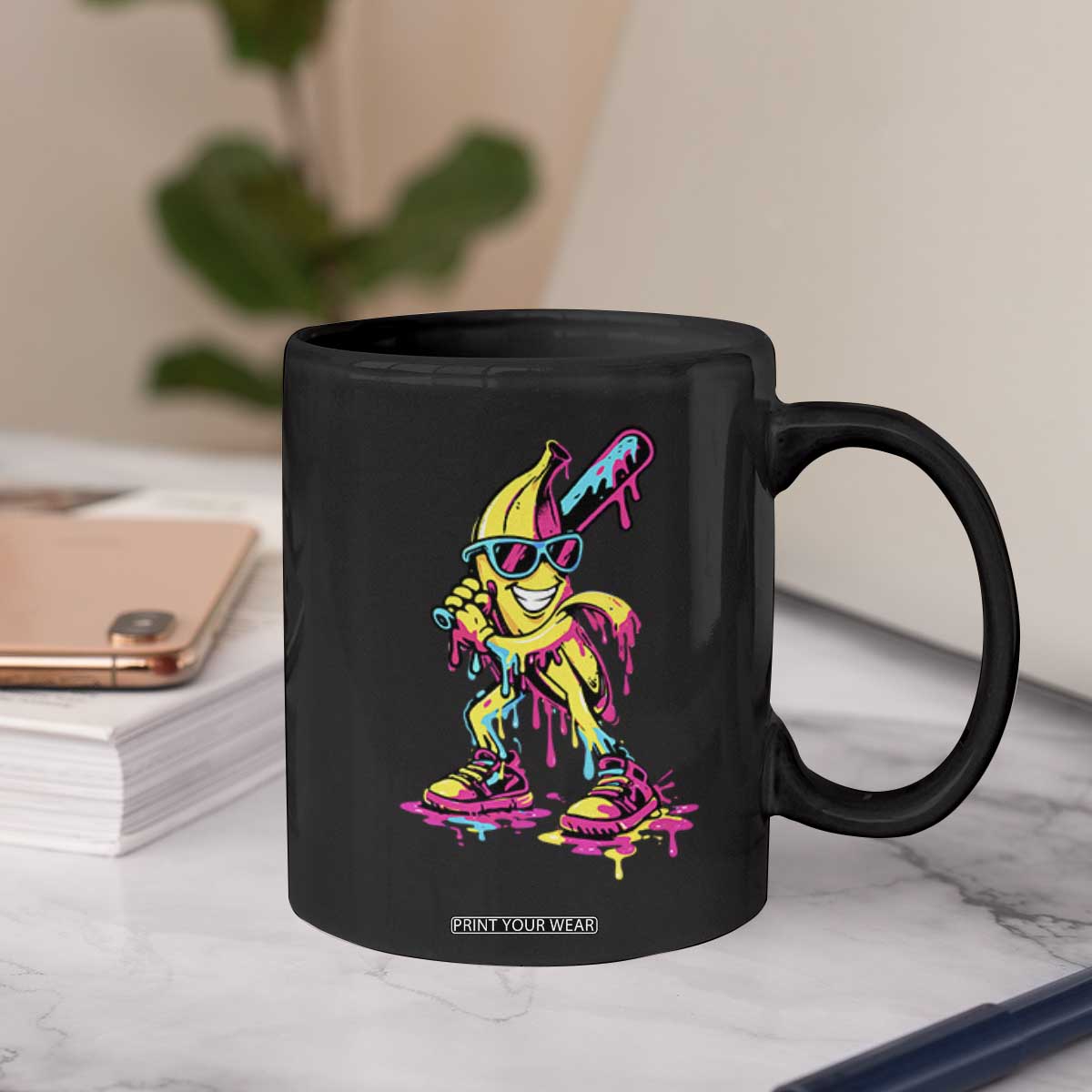 Funny Banana Baseball Drip Ice Cream Splatter Coffee Mug TS11 Print Your Wear