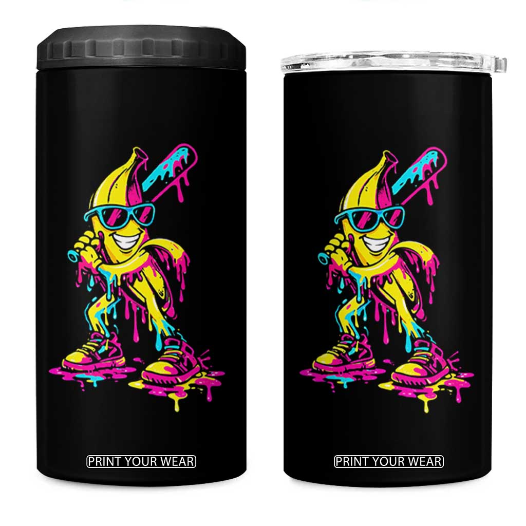 Funny Banana Baseball Drip Ice Cream Splatter 4 in 1 Can Cooler Tumbler TS11 One Size: 16 oz Black Print Your Wear