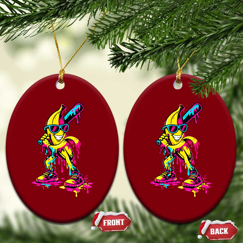 Funny Banana Baseball Drip Ice Cream Splatter Ceramic Ornament TS11 Print Your Wear