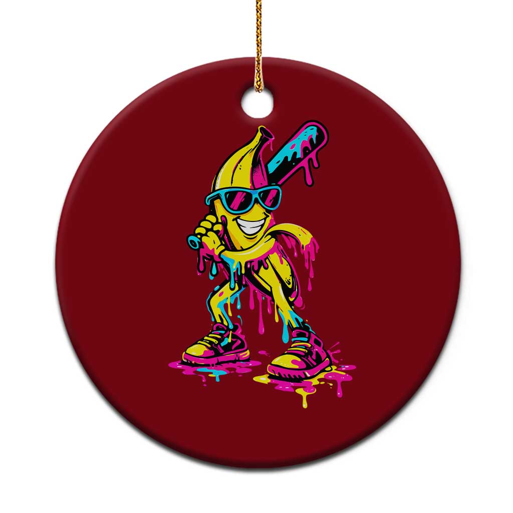 Funny Banana Baseball Drip Ice Cream Splatter Ceramic Ornament TS11 1pc Red Print Your Wear