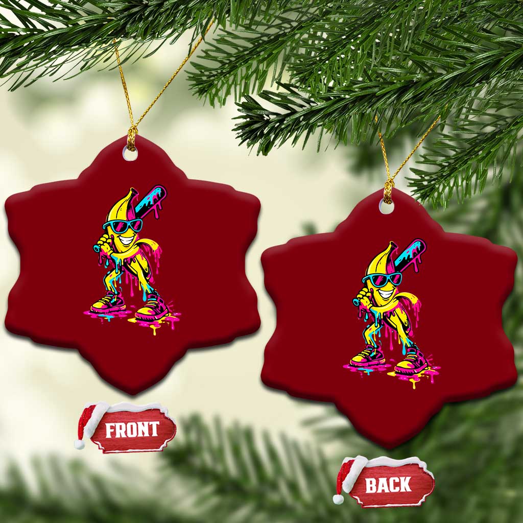Funny Banana Baseball Drip Ice Cream Splatter Ceramic Ornament TS11 Print Your Wear