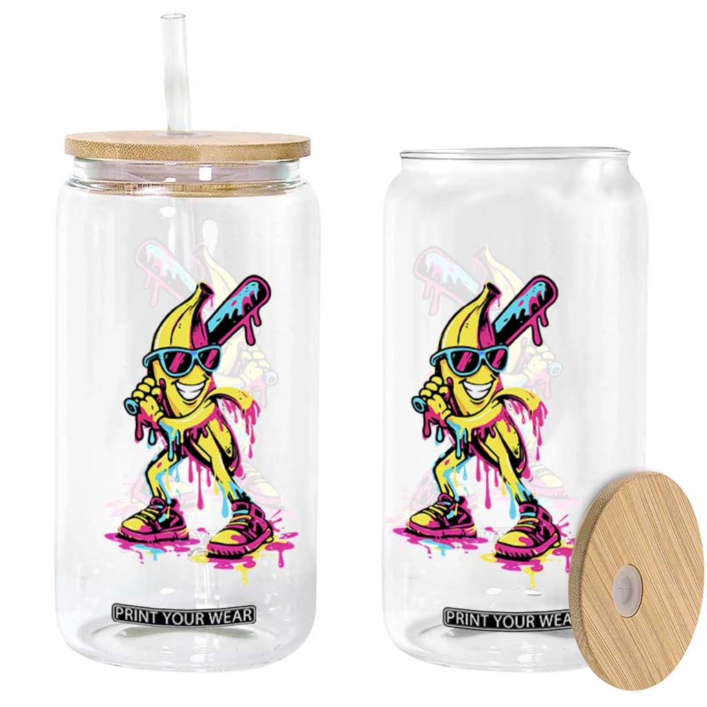 Funny Banana Baseball Drip Ice Cream Splatter Glass Can TS11 Print Your Wear