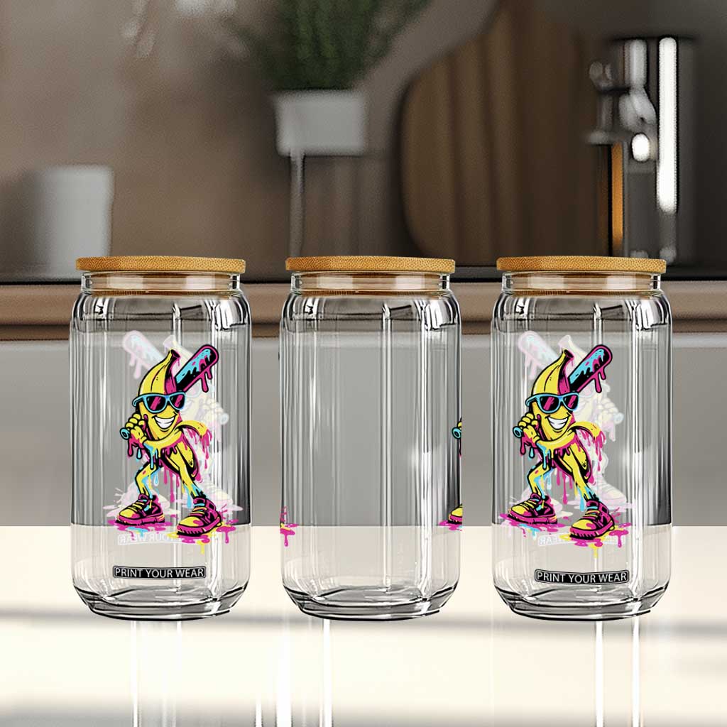 Funny Banana Baseball Drip Ice Cream Splatter Glass Can TS11 Print Your Wear