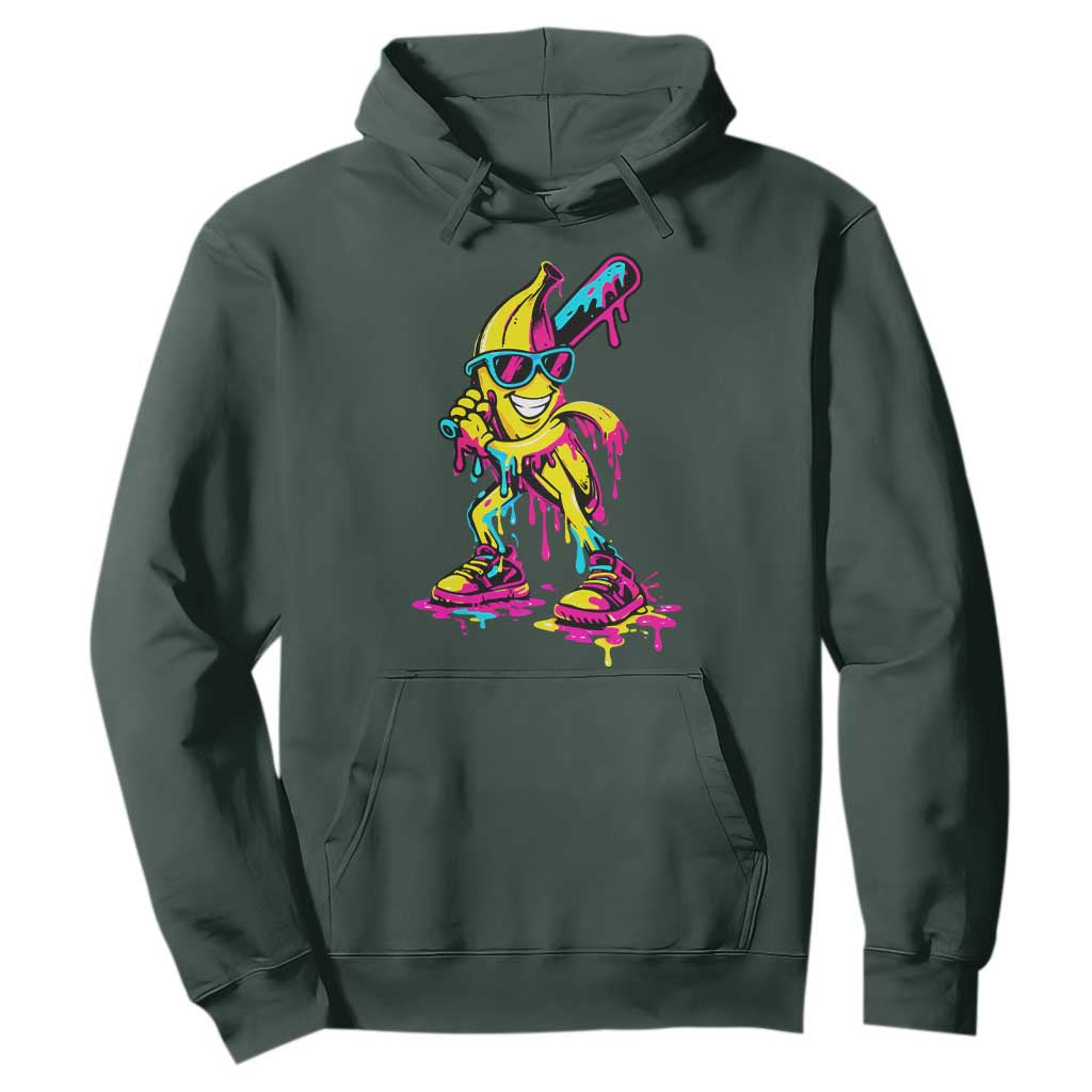 Funny Banana Baseball Drip Ice Cream Splatter Hoodie TS11 Dark Forest Green Print Your Wear
