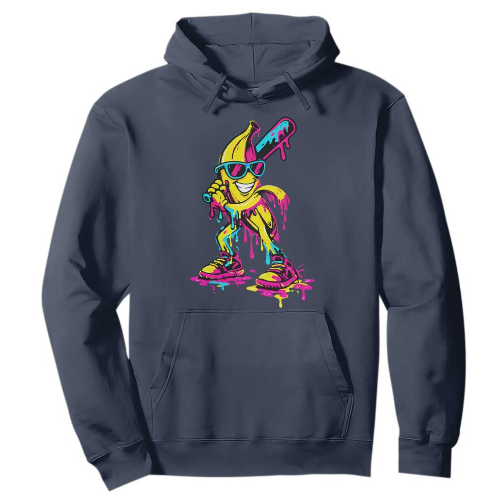 Funny Banana Baseball Drip Ice Cream Splatter Hoodie TS11 Navy Print Your Wear