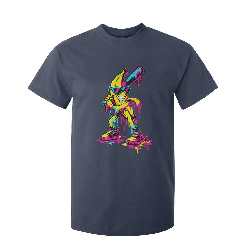 Funny Banana Baseball Drip Ice Cream Splatter T Shirt For Kid TS11 Navy Print Your Wear