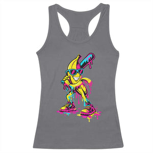 Funny Banana Baseball Drip Ice Cream Splatter Racerback Tank Top TS11 Charcoal Print Your Wear