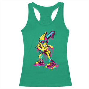 Funny Banana Baseball Drip Ice Cream Splatter Racerback Tank Top TS11 Irish Green Print Your Wear