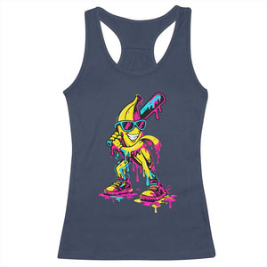 Funny Banana Baseball Drip Ice Cream Splatter Racerback Tank Top TS11 Navy Print Your Wear