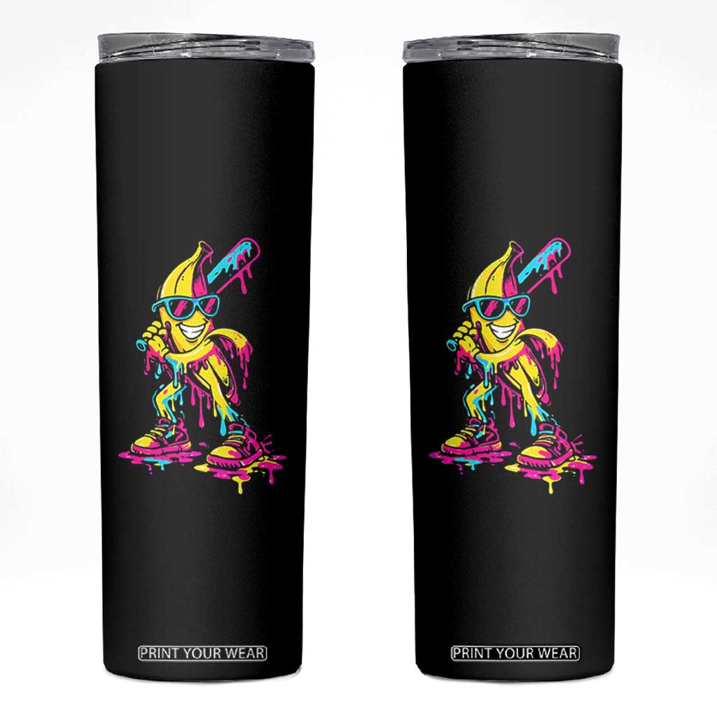 Funny Banana Baseball Drip Ice Cream Splatter Skinny Tumbler TS11 Black Print Your Wear