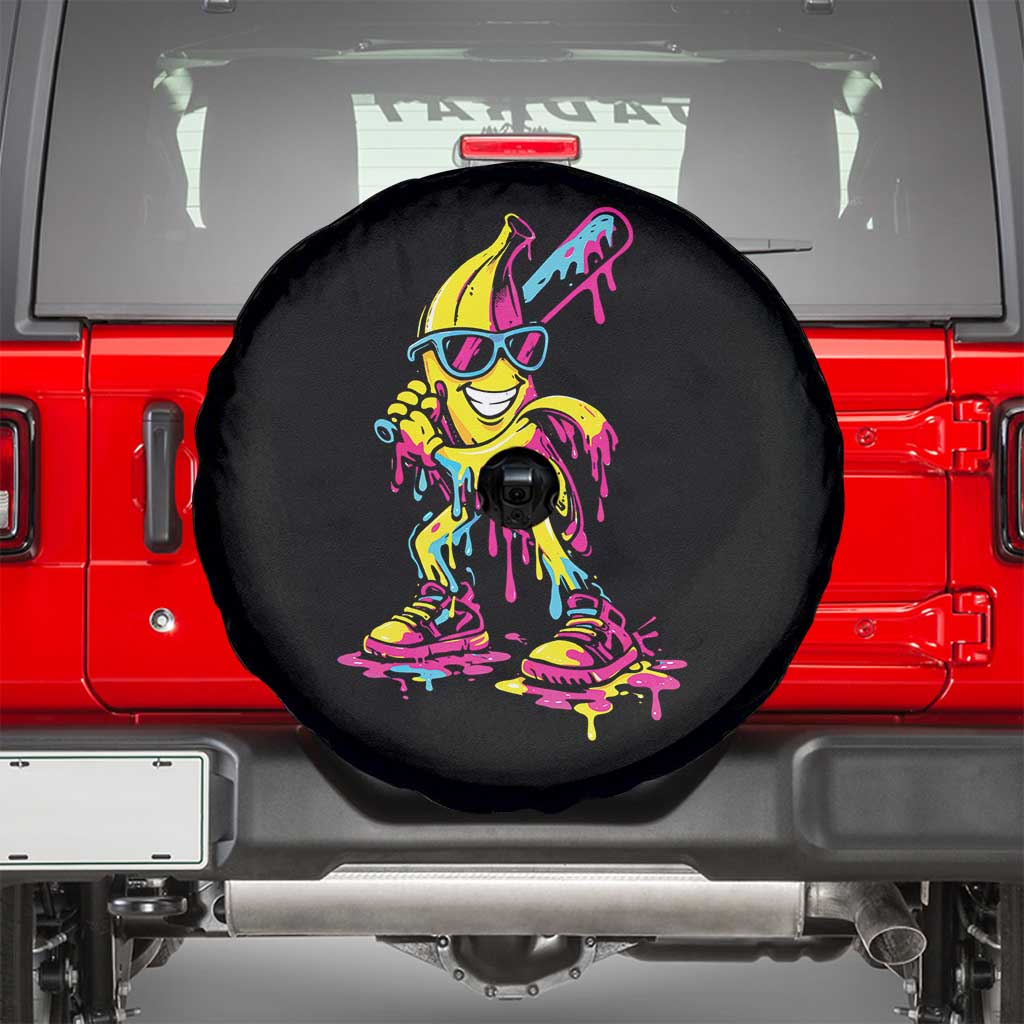 Funny Banana Baseball Drip Ice Cream Splatter Spare Tire Cover TS11 Black Print Your Wear